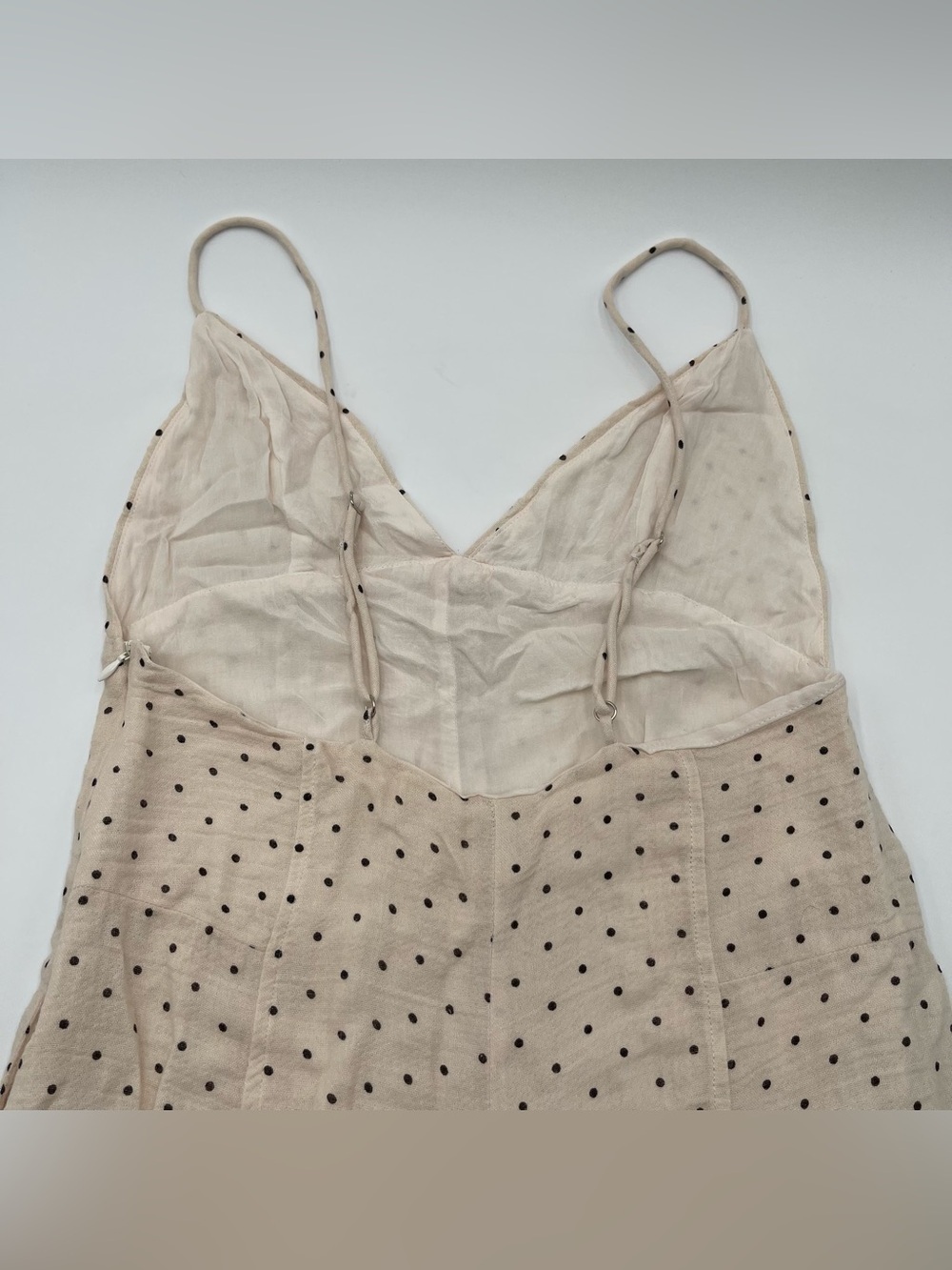 Reset by Jane Ivory Black Polka Dot Cotton blend jumpsuit Strappy Wide Leg Lined - Picture 5 of 10